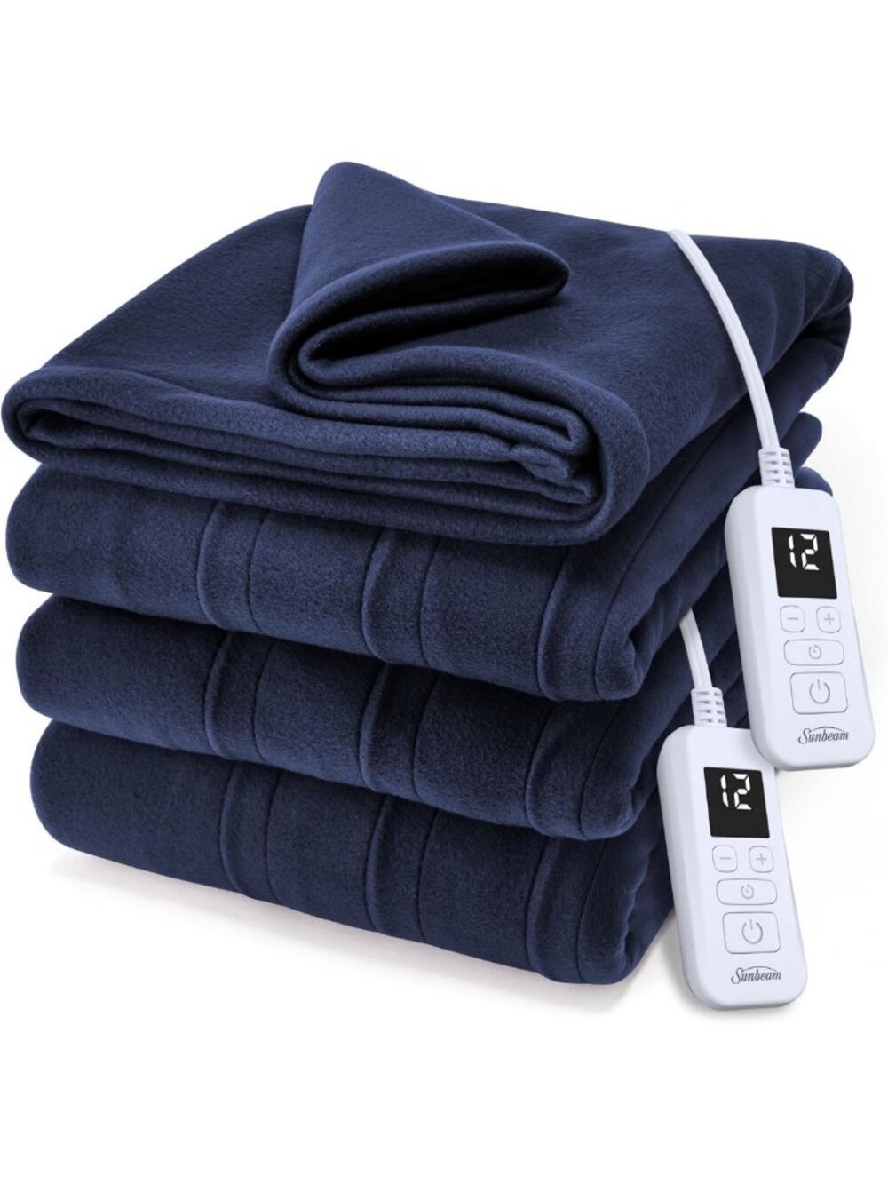 Cozy Ultra Fleece Heated Blanket - Indigo Blue Queen Size 90x84 for Warmth